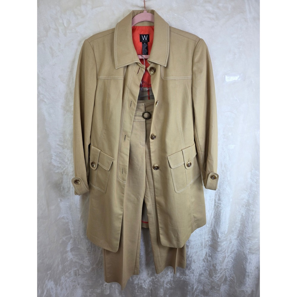 Vintage Y2K Work To Weekend Khaki‎ Tan Pant Suit Set Jacket and Trousers